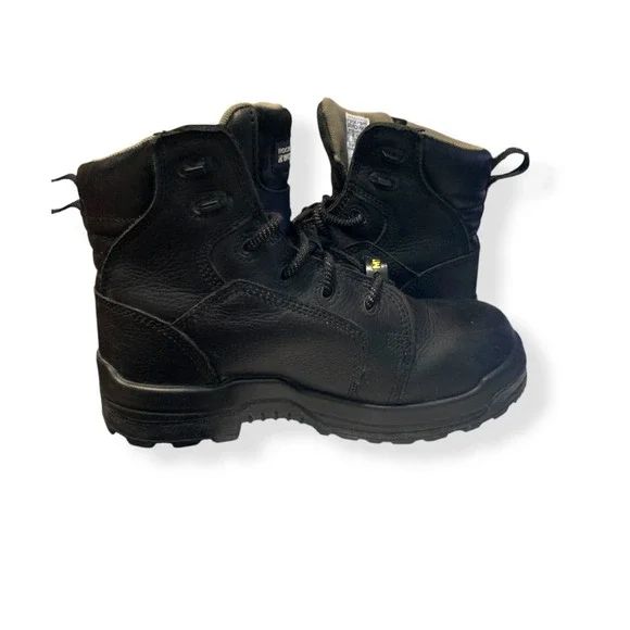 Rockport Works Women's Black Leather Steel Toe Safety Work Boots RK465 Sz 8.5 W - Picture 10 of 13